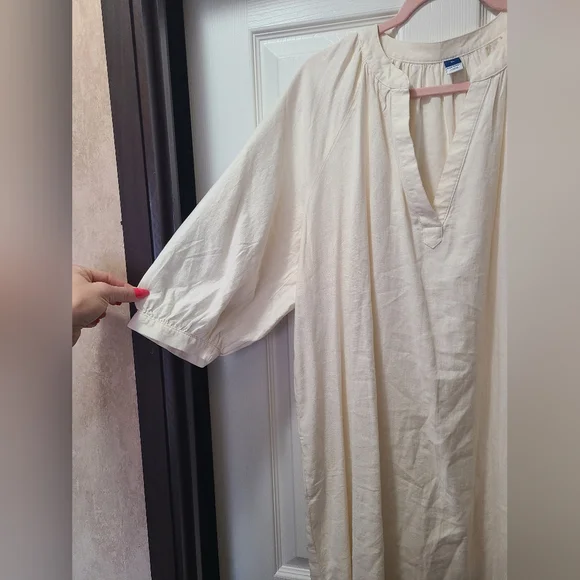 NWT Old Navy Split-Neck Linen-Blend Midi Dress,  - Picture 6 of 8